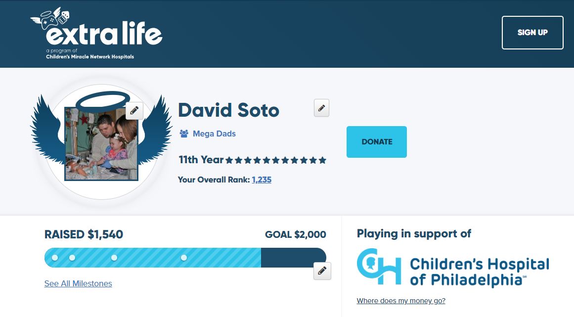 doughboyee's tweet photo. Who wants to help #ChangeKidsHealth?? I am currently sitting under my yearly goal for funds raised for @ChildrensPhila through #ExtraLife. We have just 4 days to raise the last $460. Is it possible? Absolutely! Let's get it done. https://t.co/VKeShwlOnv
Thank You https://t.co/cmcdj093ez