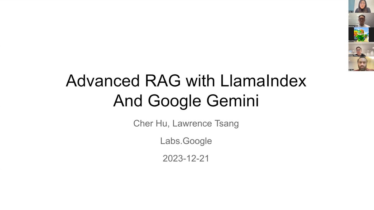 In collaboration with the @googledevs team, we’re excited to release the most comprehensive workshop on building with Google Gemini - in both the advanced RAG and multi-modal settings! 🌟 Advanced RAG: use the Google semantic retriever, with the Google AQA model (with…