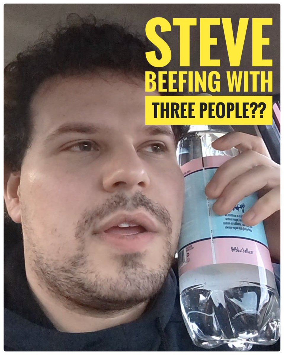 stevebloz's tweet photo. RUMOR: Steve spotted at church parking lot. Sources say he recorded several seltzer reviews but got flustered and started name-dropping people he was mad at.

Source has indicated that THREE people catch strays after he spilled Seltzer on himself. https://t.co/U306VLr2VH