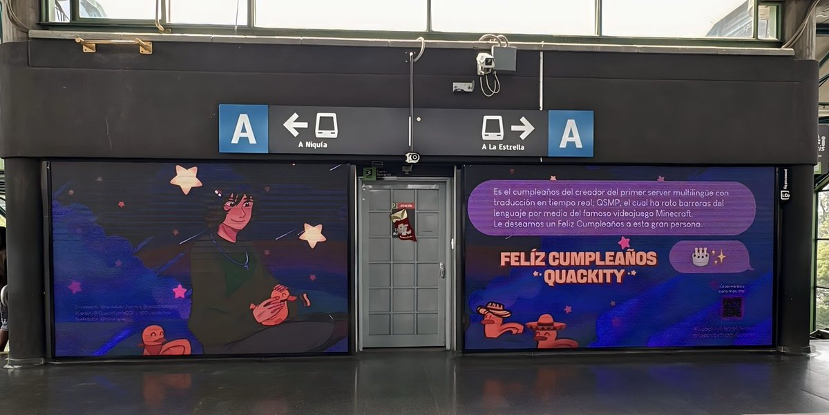 anquacks's tweet photo. PT 1.  En el cumpleaños 23 de @Quackity Decidimos traerlo al metro de medellín - Colombia. Esto fue hecho por parte mía y de @quackitomate. Lo hicimos con todo el amor para Quackity. Le deseamos un feliz cumpleaños ♡

#happybirthdayquackity
#QuackityMetroMedellin https://t.co/kQDy861tRg