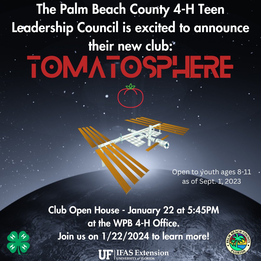 palmbeach4h's tweet photo. New #palmbeach4h club! TomatoSphere is dedicated to fostering science inquiry & exploration & will be led by our Teen Leadership Council. We are hosting a Club Open House on Mon, Jan 22, at 5:45 PM in WPB.
#FindYourSpark #Opportunity4All #4HSTEM #agscience #tomatosphere ๐๐ฐ๏ธ๐
https://t.co/VtcJ3kLIQi