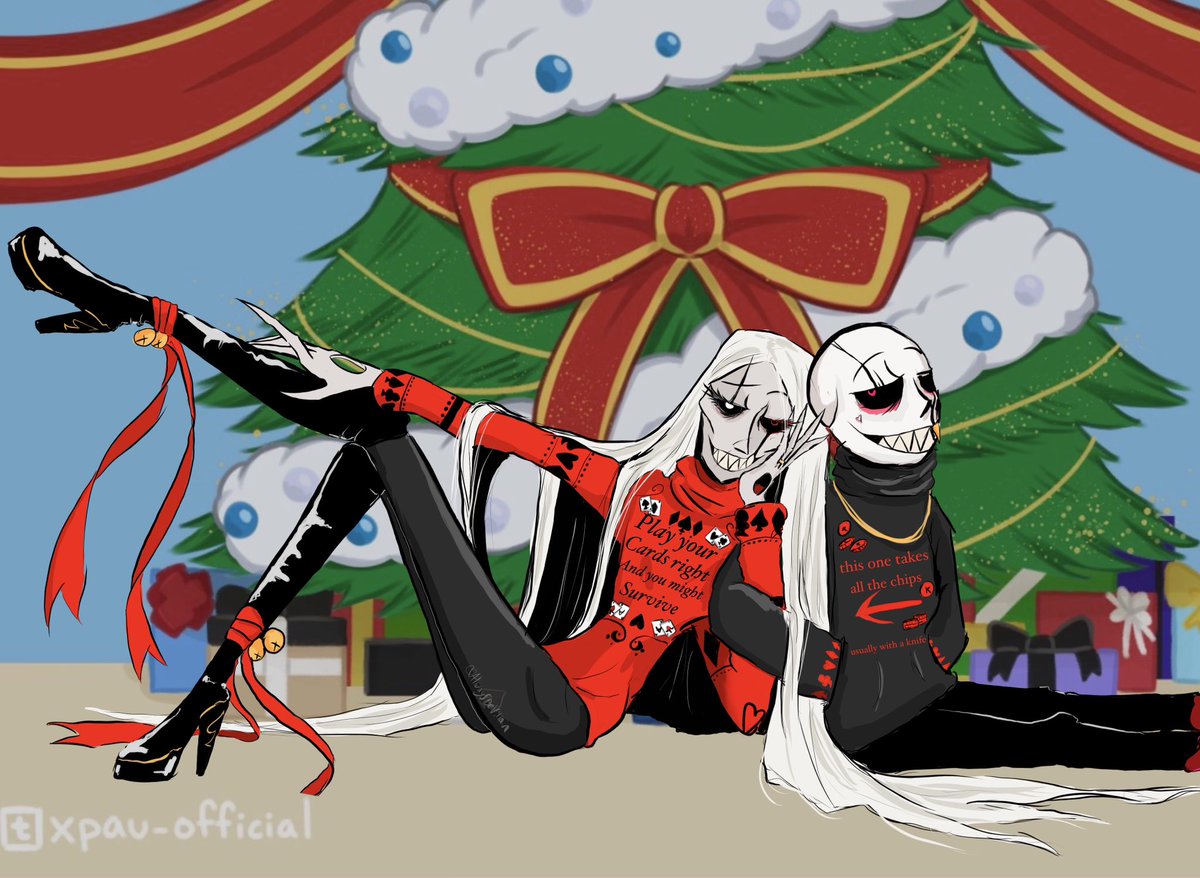 AlwaysDeVillain's tweet photo. Holiday card prompt!  Background and prompt by @xpau-official and @kuuuuro 

Two gremlins on the photo belong to @AlwaysDeVillain and creaturetale ask blog

#creaturetale #undertaleAU #underverse #gaster #sans #sansau https://t.co/wBKSPRaaB5