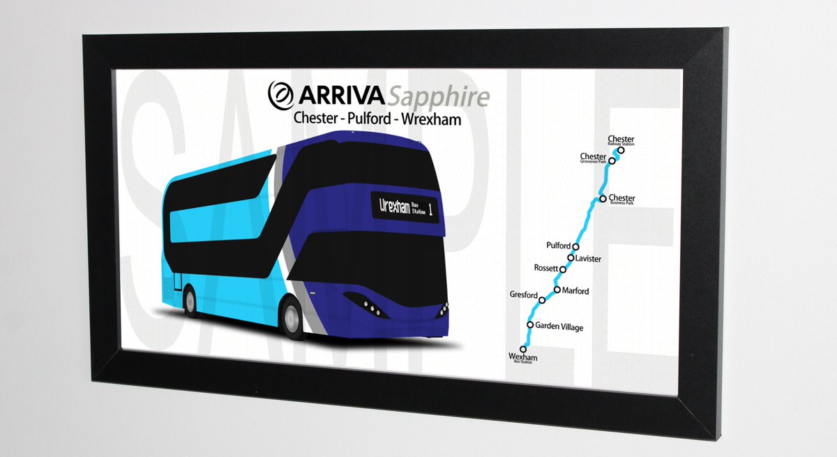 cnewmanmaps's tweet photo. 🚍 Arriva Wales Sapphire 1 🚍

One of the many Arriva Designs I've done is of this Arriva Wales Enviro400City, blinded for the 1 to Wrexham with the route map to match.

All commissioned work starts at £40 and can be made bespoke for you.

Thanks! https://t.co/3nrobHYb5w