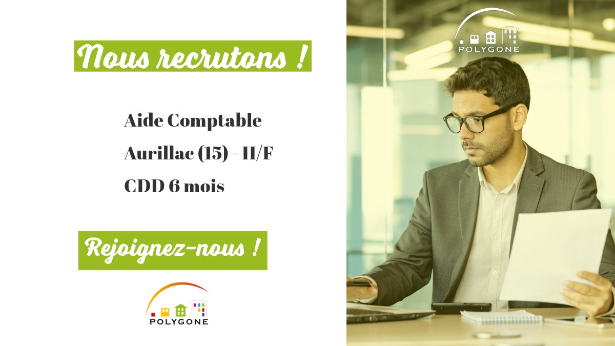 PolygoneSA's tweet image. 💼 | Offre d'emploi
🚧 Aide Comptable. Temps plein. CDD 6 mois.
📌 Aurillac (15) : rapprochements bancaires, préparation des virements bancaires en vue de la mise en paiement des factures fournisseurs,
gestion administrative du service [...]
👉 + d'infos : polygone-sa.fr/index.php/qui-…