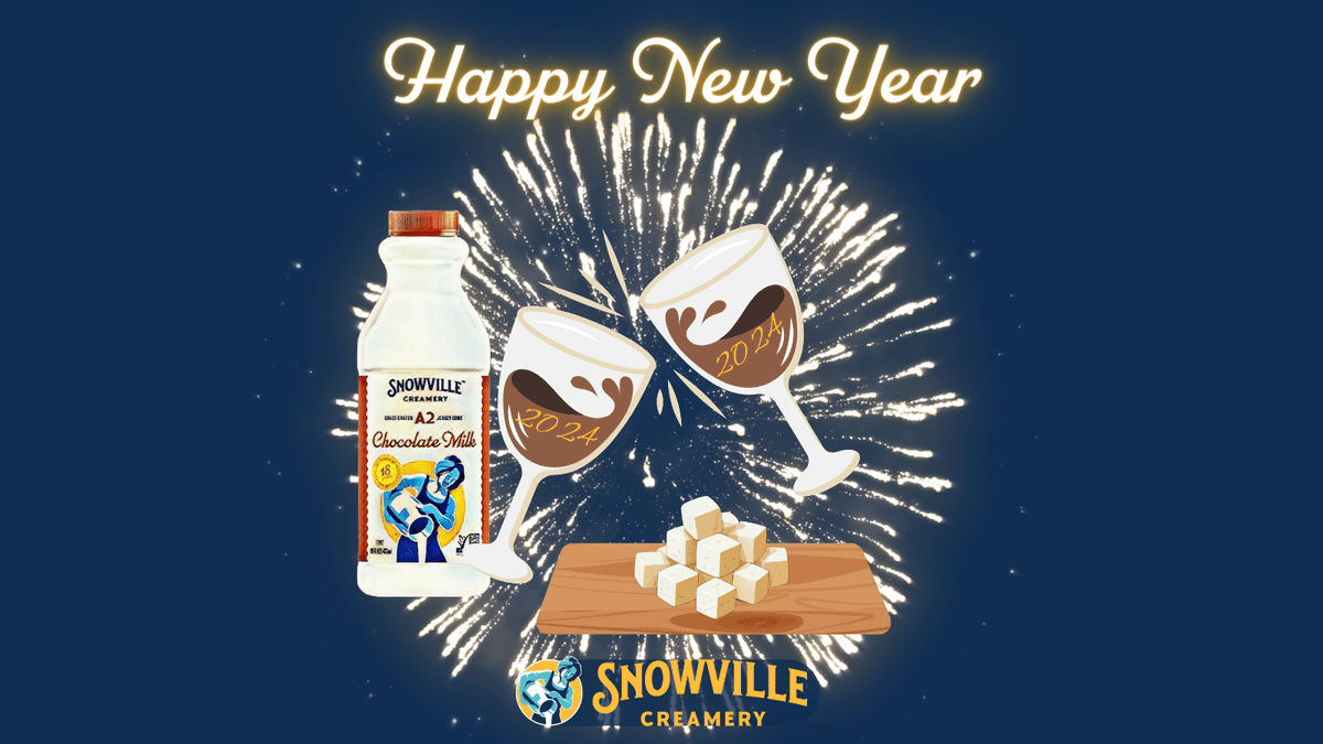 Toasting you with glasses of Snowville Chocolate Milk for a happy, safe, and prosperous New Year in 2024!
Happy New Year!
#NewYear2024 #NewYear