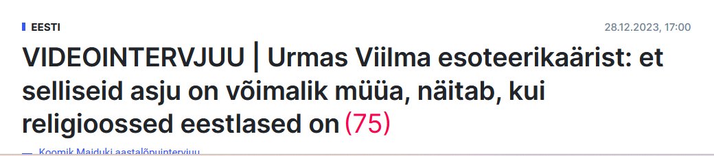 Urmas Viilma ütles sisult selle lausega, et eestlased usuvad igasugust sitta sh jumalat. Aplaus. Tõeline meediakorüfee!