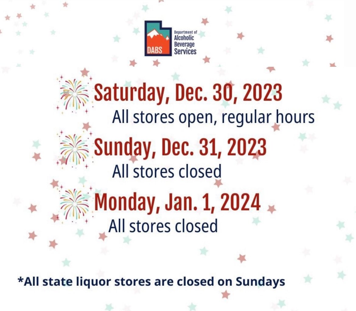 Take a look at holiday hours for state liquor stores. Plan ahead and get your shopping done early. Happy New Year! 🎉🥂