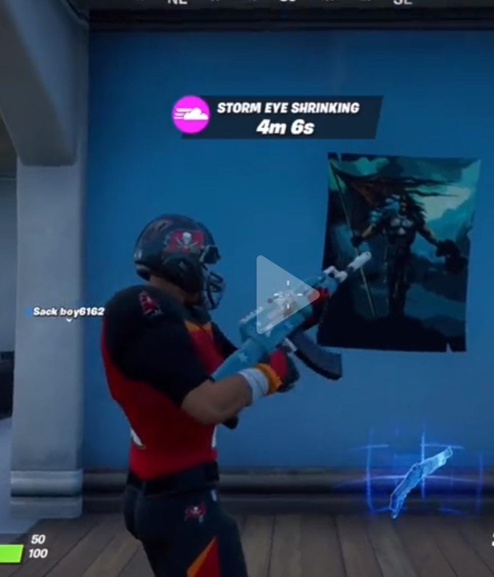 Delarius5's tweet photo. @Kibble_Bites_TF @ShitpostRock @pipkinpippa I'm not sure if this makes it better or worse, but back when I played fortnite at launch there were posters from UT on some of the walls. https://t.co/SrgfnRDPUY