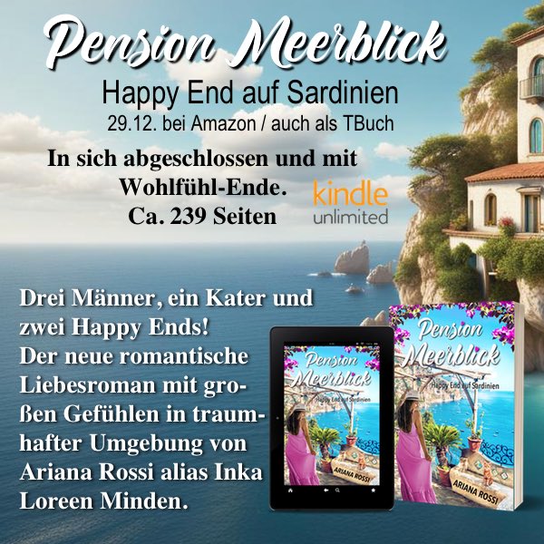 InkaLoreen's tweet photo. Am 29.12.23 gibt es was Neues von mir :) Ich wünsche euch schöne Lesemomente mit Maren, Rick, Kater Pino und Hündin Luna auf #Sardinien🥰https://t.co/EunOYAhEsp https://t.co/Rc35DilZj7