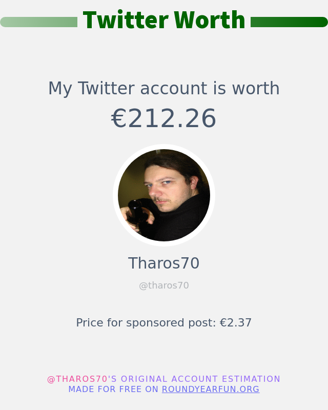 tharos70's tweet photo. Il valore del mio Twitter è di: €212.26

➡️ https://t.co/j7YIVH7nrt https://t.co/YafcdaJjY7