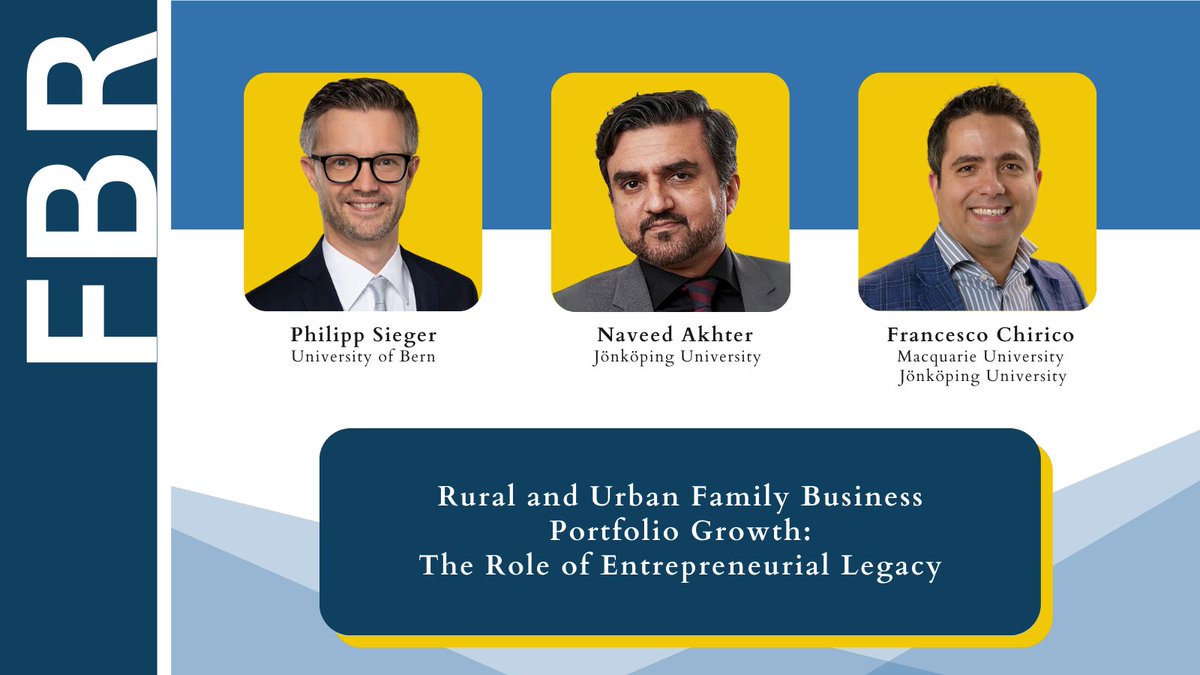 𝐍𝐞𝐰 𝐑𝐞𝐬𝐞𝐚𝐫𝐜𝐡 𝐟𝐫𝐨𝐦 𝐒𝐢𝐞𝐠𝐞𝐫, 𝐀𝐤𝐡𝐭𝐞𝐫, &amp; 𝐂𝐡𝐢𝐫𝐢𝐜𝐨

They explore differences in the transfer of entrepreneurial legacy to the next generation in rural and urban contexts. 

#familybusiness #legacy <a href="/unibern/">Universität Bern</a> 
journals.sagepub.com/doi/full/10.11…