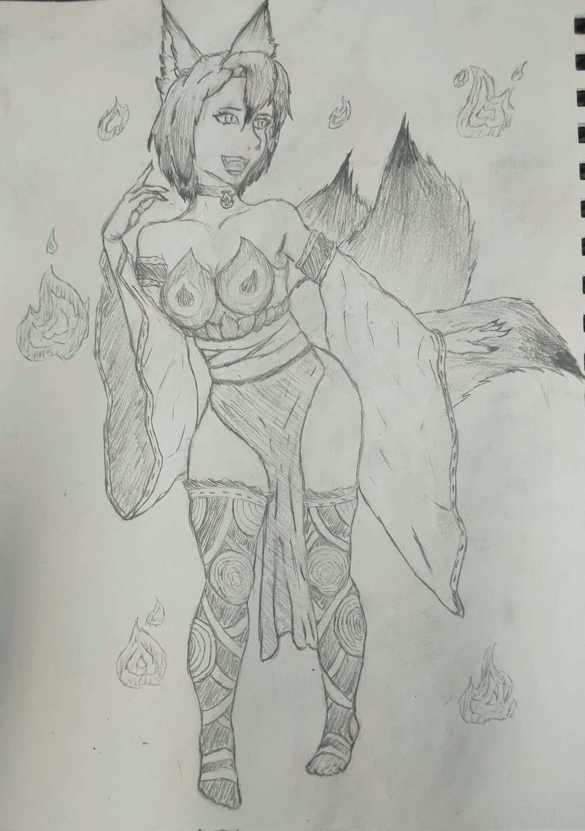 Made a little something to test how much my drawing skills improved this year. Pretty happy with the result 
Any name ideas for this OC?
#art #sketchbook #sketch #kitsune