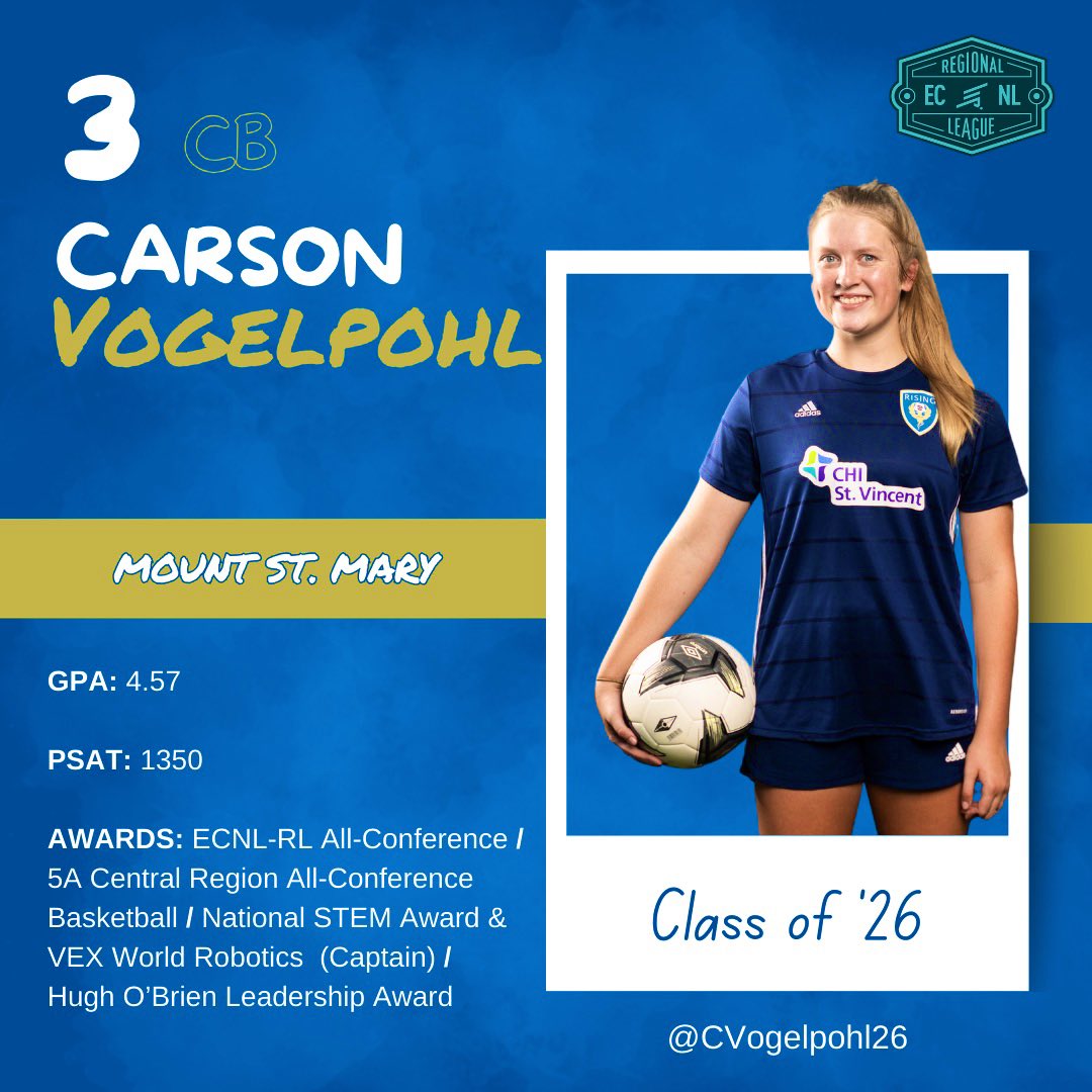 Meet Carson, a formidable presence on the field &amp; a cornerstone of our defense. Carson is responsible for directing &amp; organizing our backline &amp; has a natural ability to read the game &amp; thwart the opposition's attacks. Additionally, she is adept at winning the ball out of the air.