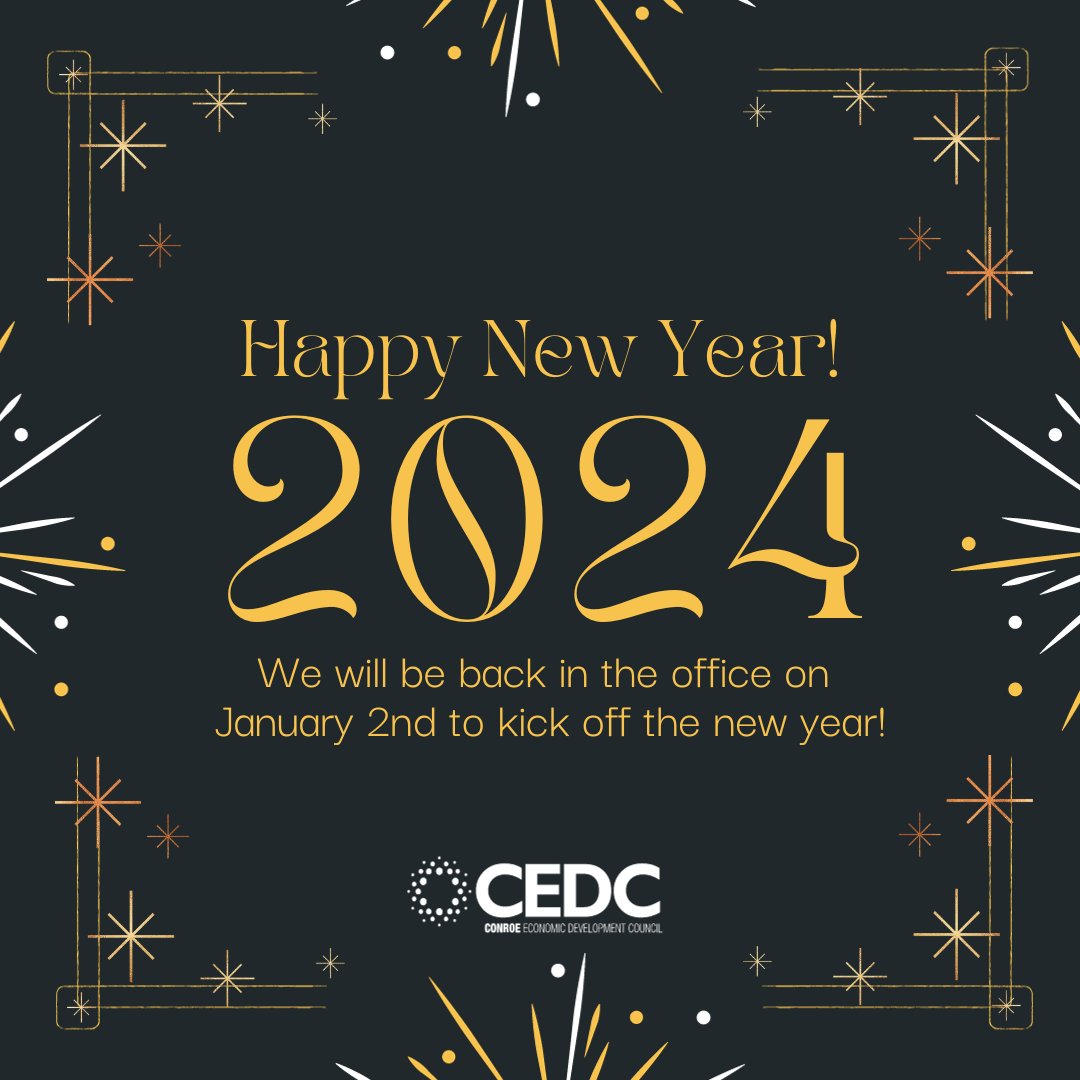 ConroeEDC's tweet image. Thank you to everyone who made 2023 such a memorable and successful year! We are looking forward to all that 2024 has in store for us! 🎉 Happy New Year!!