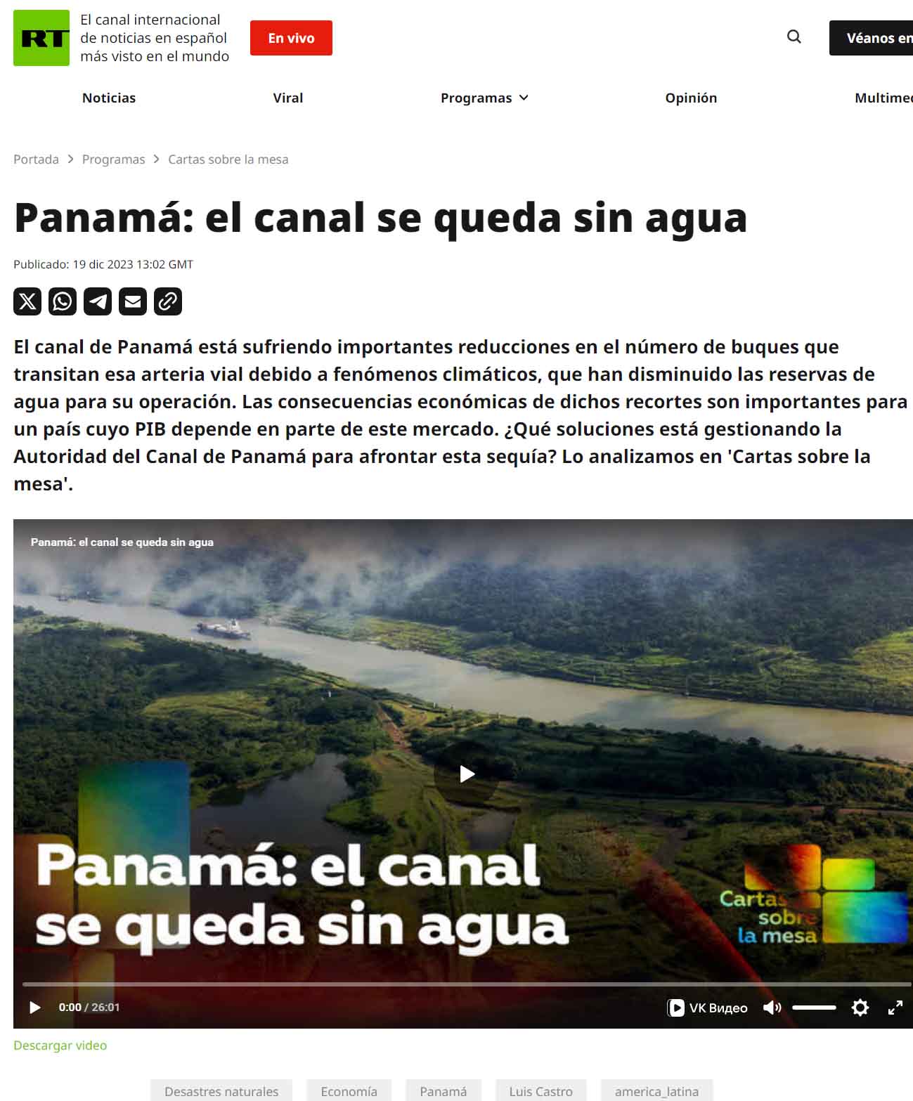 Panam�: el canal se queda sin agua