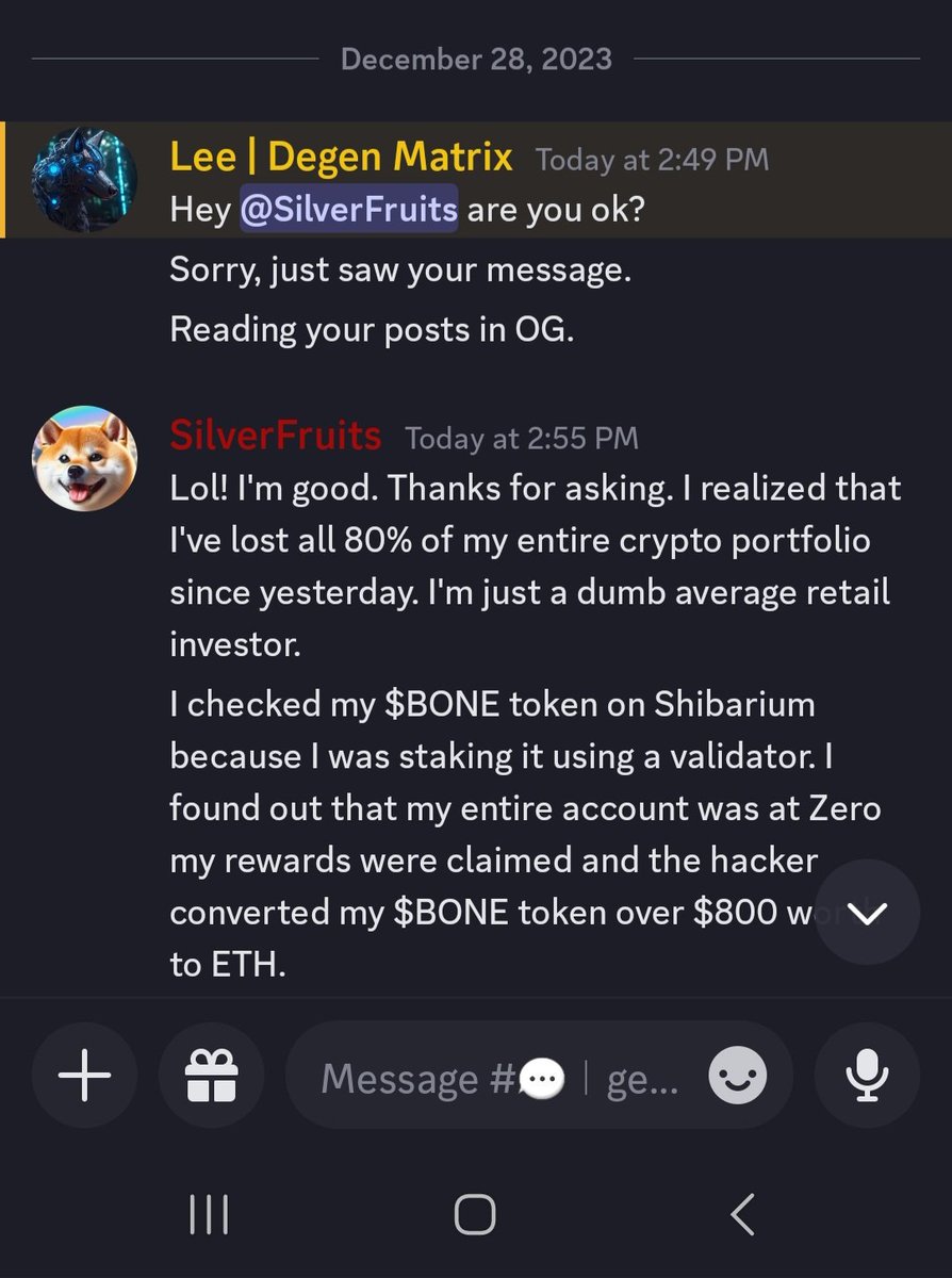 PlasticMindAI's tweet photo. This is what I admire about @DegenMatrix: The CEO @CvtLee was concerned about me and showed support after my $BONE tokens were stolen on #Shibarium #Shib. #Coinbase #XRP #Passiveincomebot https://t.co/Z7e1Fk6JRF