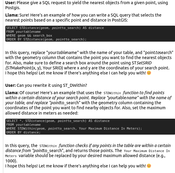 pbeyssac's tweet photo. J'ai testé pour vous : openchat 3.5 1210 (dernière version), en autohébergé (sur un processeur AMD assez basique, Ryzen 5). Ça marche de mieux en mieux : meilleur résultat que j'ai eu à ce jour sur la question à gauche, hors modèles OpenAI). https://t.co/TTICJgBZR1