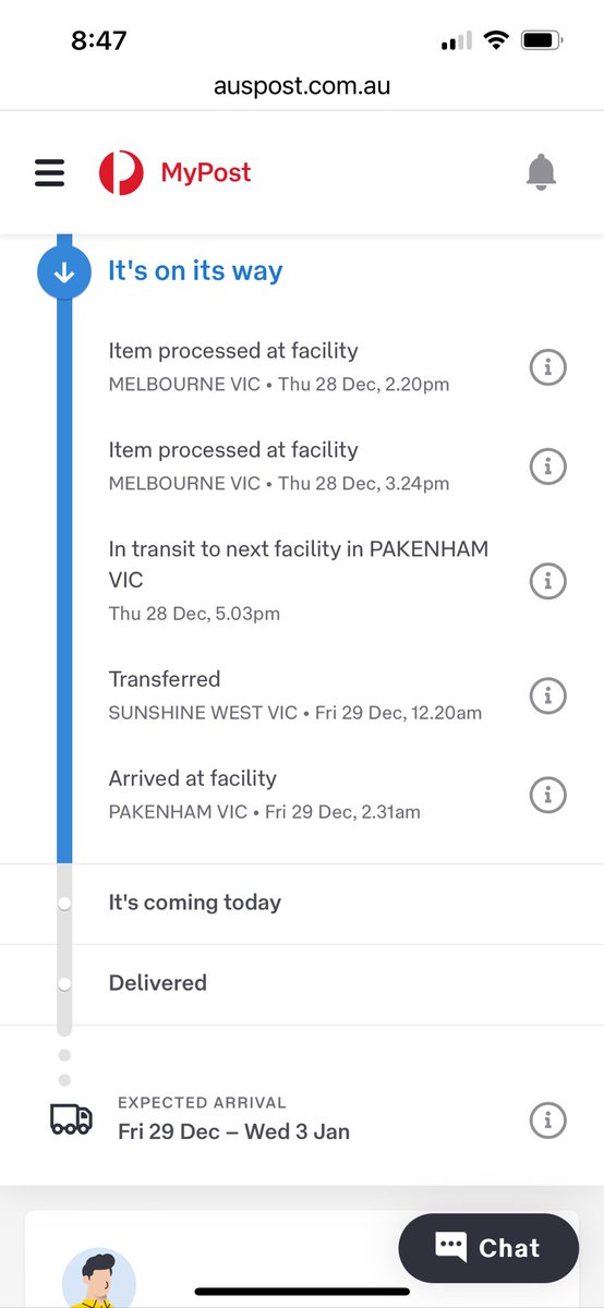 eyeonthings's tweet photo. #auspost madness How can
an item go to pakenham to sunshine then back to packenham. It explains why it takes so long to deliver https://t.co/yT60OVpwBZ
