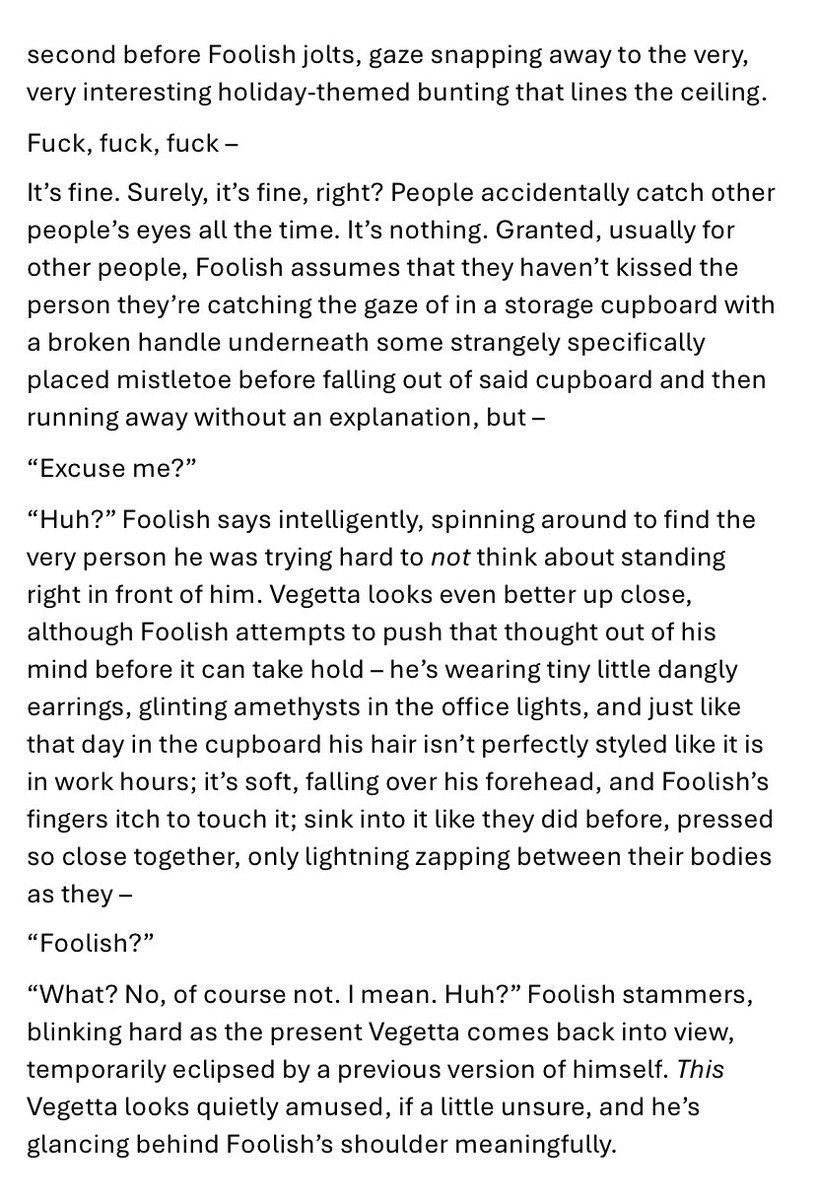 180hugrat's tweet photo. — Fooligetta AU —
PART TWO of my ‘caught under the mistletoe’ fic
foolish and vegetta meet again at the office christmas party, and foolish definitely isn’t avoiding his feelings…
cubitos not ccs!!
AO3 LINK AT END OF THREAD
(1/4)
#12DaysOfFooligetta https://t.co/uvBIfc8sTo