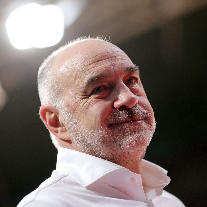 FCBBasketball's tweet photo. 🎙️ Post match press conference with Pablo Laso and Alex Mumbru.
#BAYVBC #WeBallTogether #FCBB