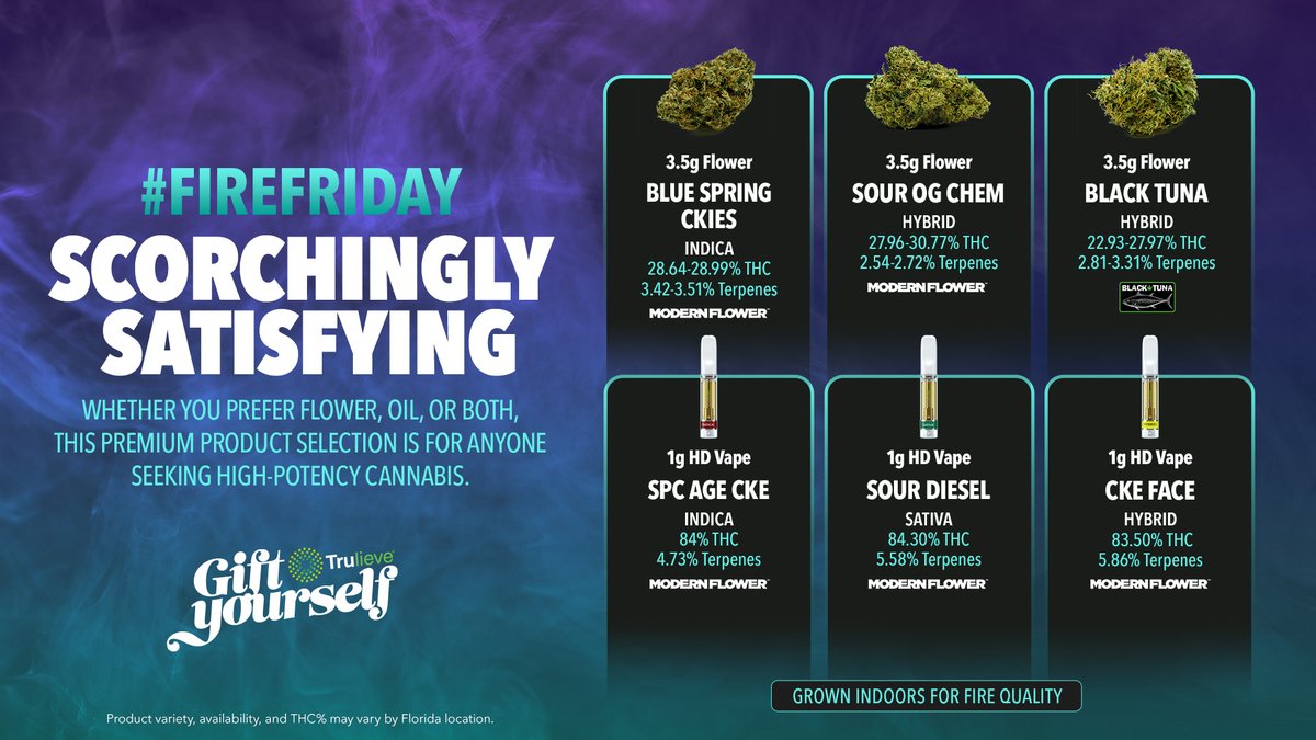 Get ready to ignite your Friday with blazing deals!  Scorching offers  coming your way on Fire Friday. Heat up your weekend with savings!  #Trulieve #NaturalRelief #CannabisPromos #FireFriday #FridayDeals