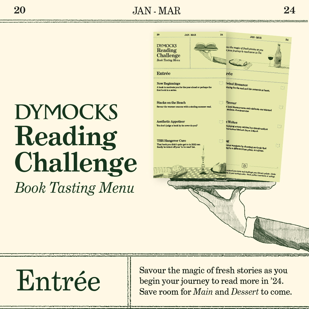 Dymocksbooks's tweet photo. Savour the magic of fresh stories as you begin your journey to read more in ’24 with the #DymocksReadingChallenge – Entrée Book Tasting Menu! 
⁠
Check online for all the prompts, an A4 printable menu and reading recommendations. https://t.co/hLWr7L9j0x https://t.co/wpbL4ewhZ5