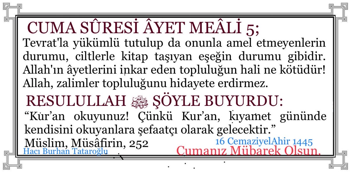 EsSelamünAleyküm;

Cuma Gecesi ve Gündüzünün yüzü suyu hürmetine!

Ayaklarımızı Dinin üzerine sabit kıl.

Gazze’ye Nusretinle ilticap eyle katından yardımcılar gönder.
🤲🏻🤲🏻🤲🏻

#FreePalestine
#HayırlıCumalar
#CumanızMübarekOlsun 
#BoykotaDevam #KassamTugayları
#ContinueTheBoycott