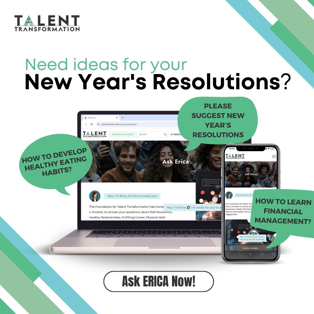 Are you looking for inspiration in writing your New Year's Resolutions? Have a chat with Erica to kickstart your goal-setting in 2024! buff.ly/3RvSCw4

#HappyHolidays #NewYear2024 #personalgrowth