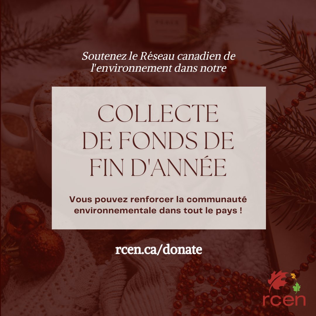 You can unite the environmental community by donating to our year-end fundraising campaign. Your kindness will enable sustainable initiatives across the country! Donations of any size make all the difference. rcen.ca/donate rcen.ca/faire-un-don