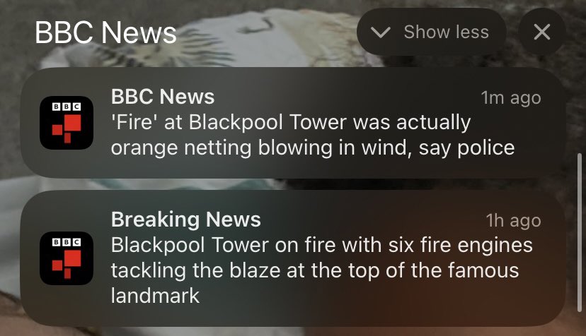Scottish_Suzi's tweet photo. Well, the UK continues to be a very unserious place indeedโฆ ๐ #Blackpool #BlackpoolTowerFire #BlackpoolTower https://t.co/fcK4jsquhf