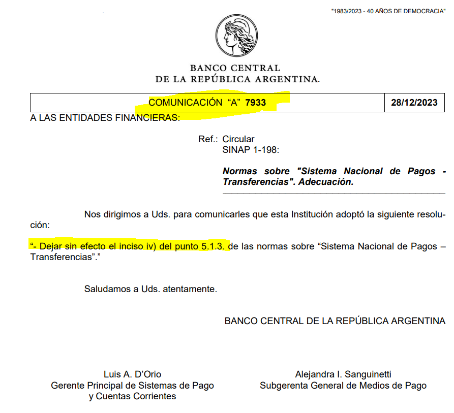 arielsbdar's tweet photo. ATENCIÓNNNNNN!!!! COMO VENIAMOS PIDIENDO, RECIÉN EL BCRA EMITIÓ LA COM A 7933 DONDE DEJAN SIN EFECTO LA POSIBILIDAD DE LOS BANCOS DE BLOQUEAR CBUs EN DÓLARES!!!!! BASTA DEL BLOQUEO DE LOS DÓLARES.

GRAN NOTICIA, MUCHAS GRACIAS @Kicker0024!
