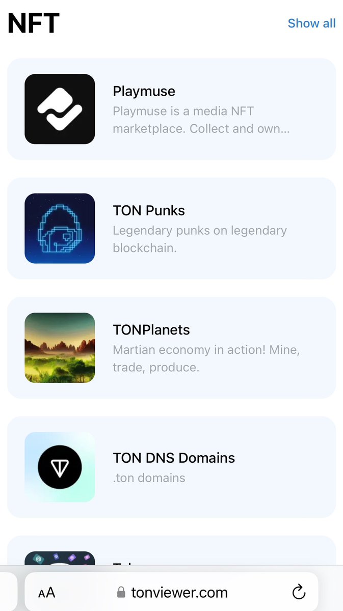 tonrostislav's tweet photo. The updated main page of https://t.co/mc6whNGujQ showcases examples of popular #NFT collections on the TON #blockchain and allows users to discover new gems 💎
Scroll down and enjoy Tonviewer's new design!
#TON #Tonviewer #TonApps #Tonkeeper #Web3 #crypto $TON #NFTs https://t.co/avBbynpBuB