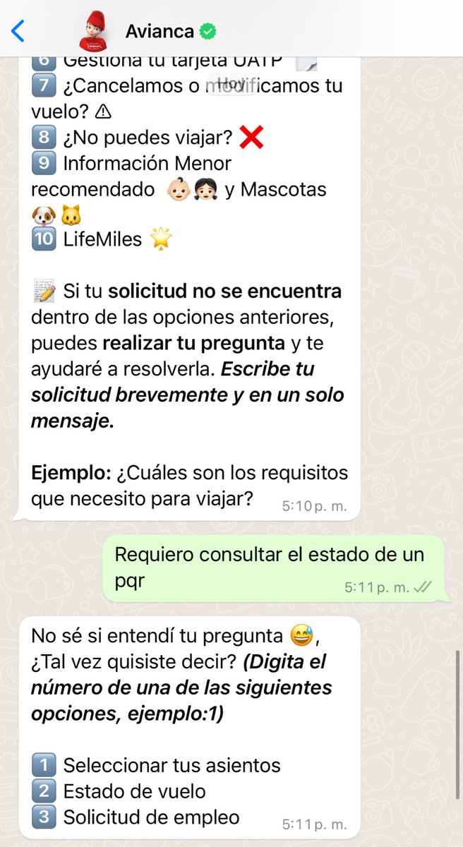 5hebby's tweet photo. @aviancaescucha como hace uno para comunicarse con un asesor ??? 

Todas las llamadas direccionan a whatsaap donde las opciones no sirven para nada. Llamo para consultar por un pqr que ya lleva más de 15 días y no hay respuesta https://t.co/K8EEqhtVn3