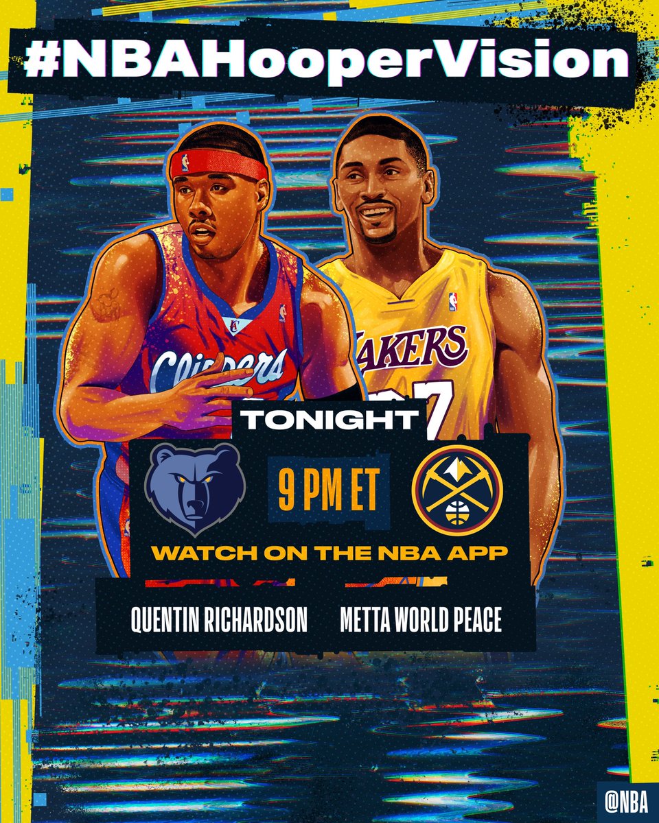 Join @QRich and @MettaWorld37 for Grizzlies/Nuggets, tonight at 9pm/et on the NBA App!

Submit your questions using #NBAHooperVision for a chance to have them answered on the stream!

📲💻 link.nba.com/HooperVision-