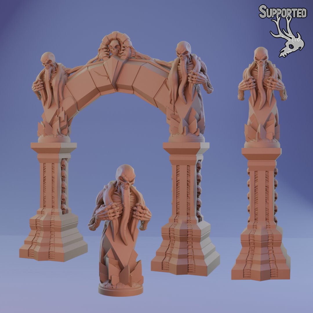 zio_sculptor's tweet photo. 💀Cult of Vecna set  
...entering the lich's tomb

🟣modular set (10cm)
🟣 #Presupported
🟣#STL + .lys files https://t.co/rZk4FJm66v