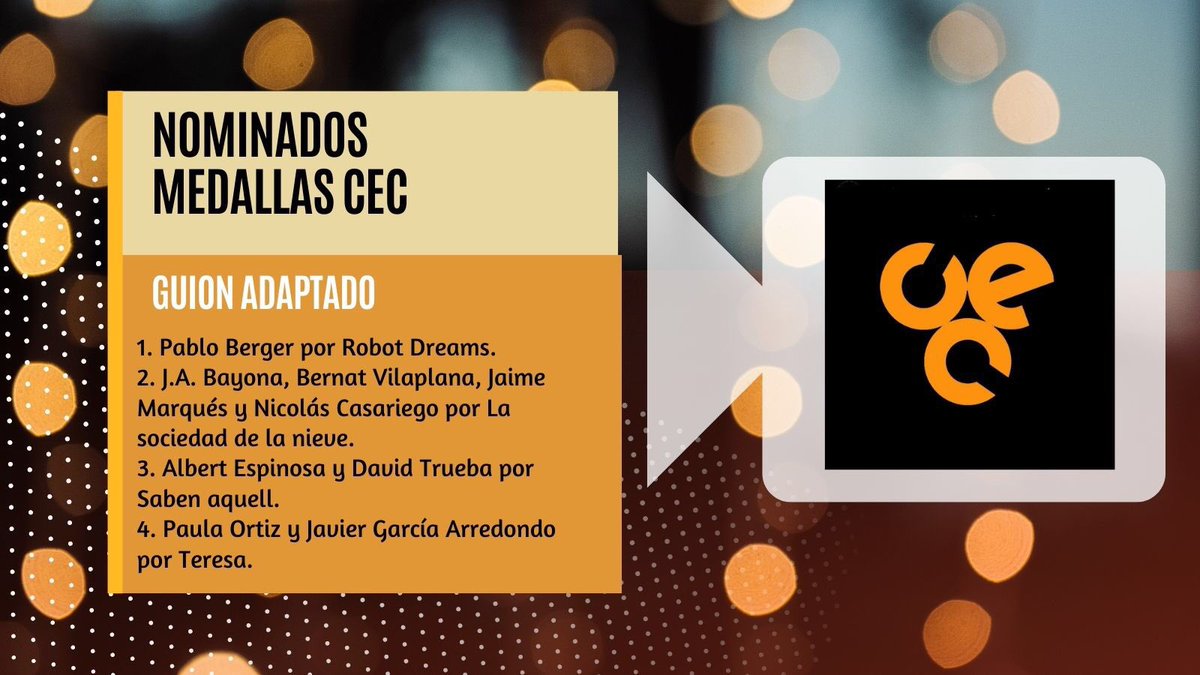Muy feliz por la nominación de mejor guión adaptado a las Medallas del círculo de escritores🥳🥳🥳