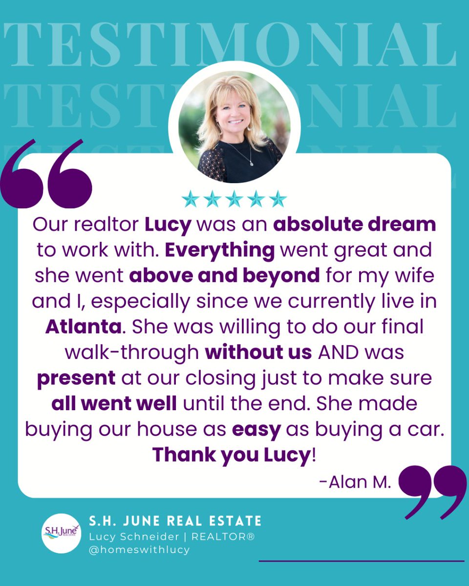 What a testimonial! Lucy Schneider goes above and beyond for their clients and it shows.
Thinking of buying or selling? Call us!
#shjunerealestate #testimonial #realestateexpert #MyrtleBeachRealEstate #JustSoldMyrtleBeach  #MyrtleBeachHomes #LocalRealEstate
