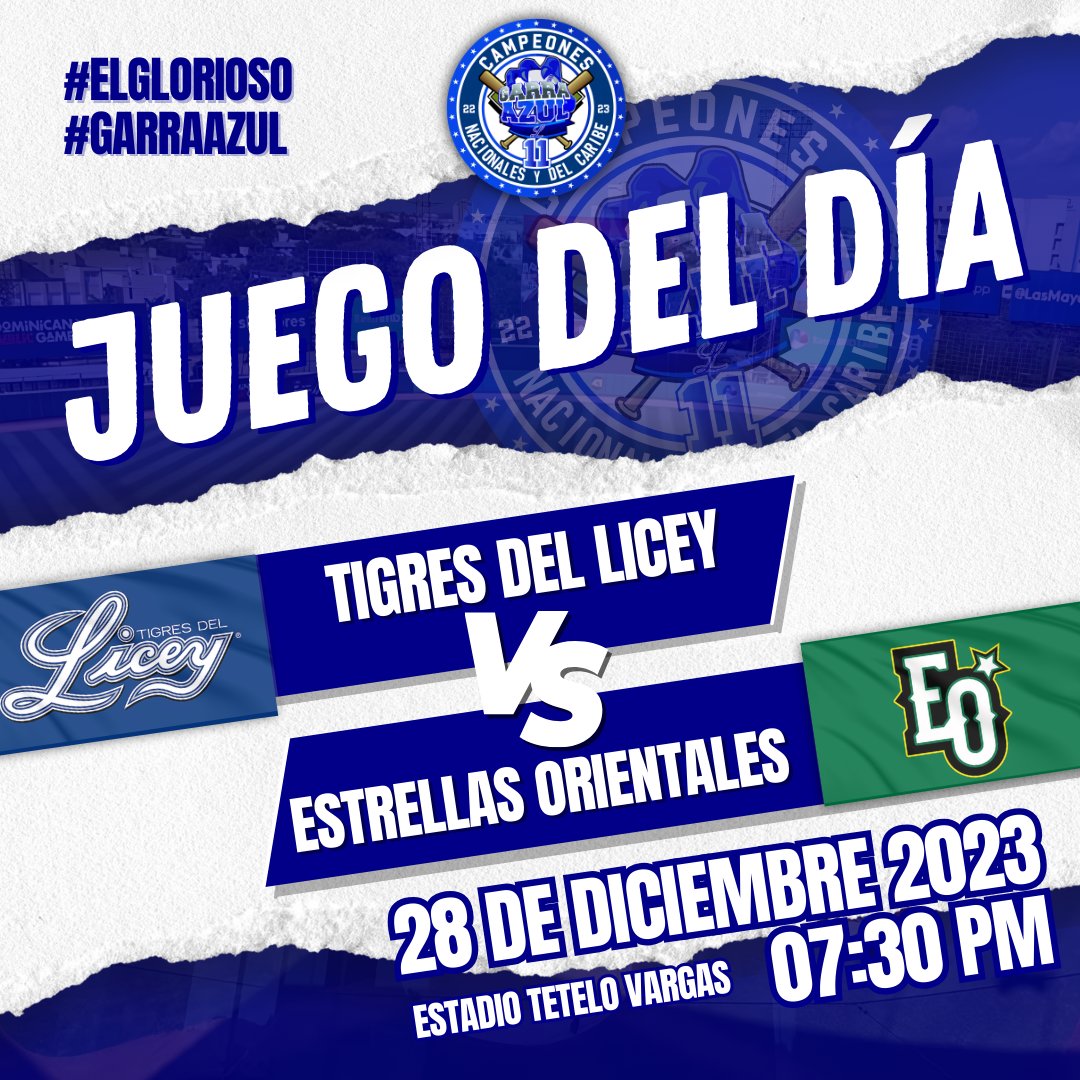 GarraAzulLicey's tweet photo. 🗣️ Seguimos en e'to. 

Nuestros Campeones Nacionales y del Caribe visitan esta noche a las Estrellas Orientales en la segunda fecha del Todos contra Todos. 😎

#LiceyCampeon #TLvsEO #RoundRobin #LIDOM https://t.co/HzteH9mmNE