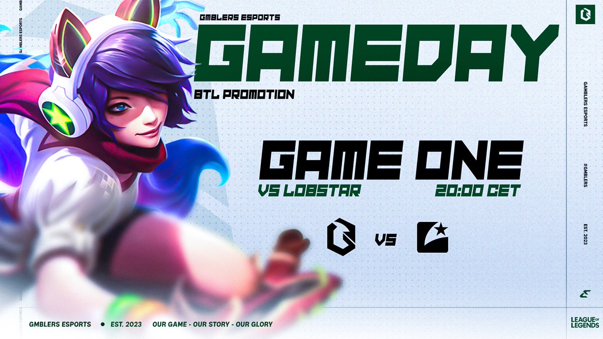 Tra 1 ora i nostri ragazzi scenderanno nella landa per conquistare un posto in #BTL , forza ragazzi!🍀🃏 #GMB #GMBWIN #League_of_Legends