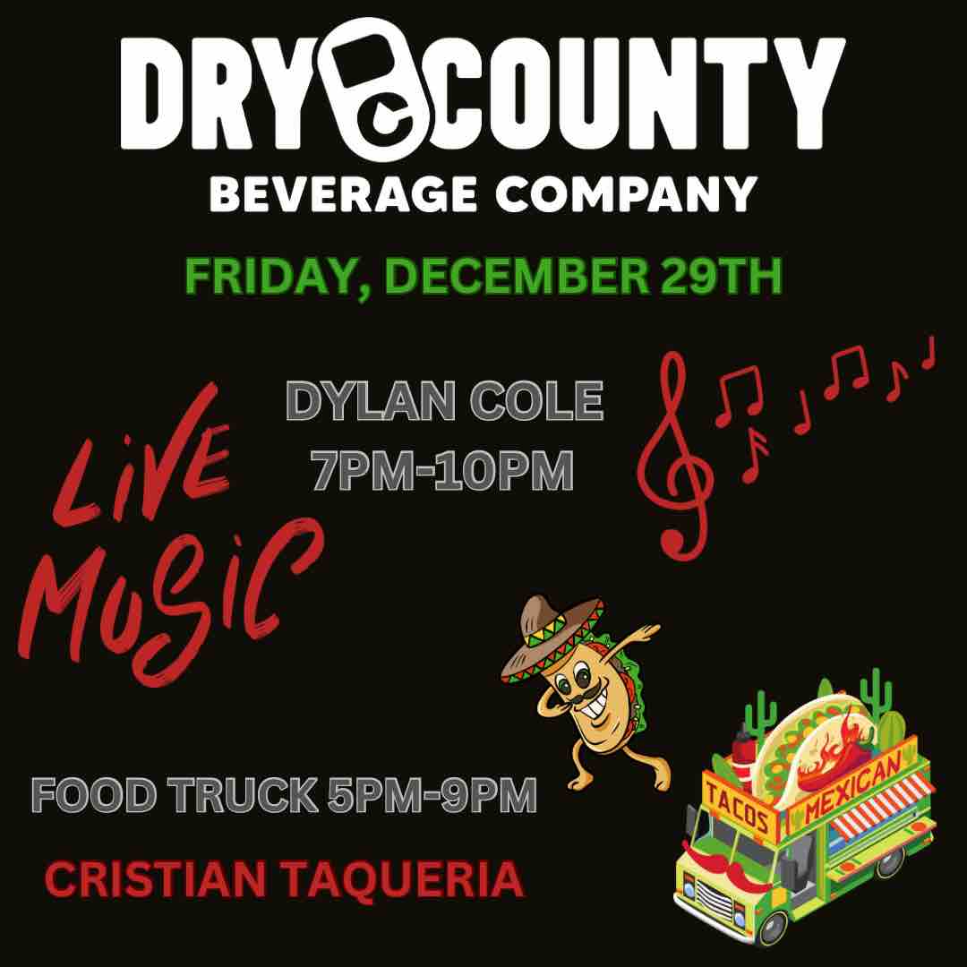 Ready for the weekend already? So are we! Swing on by the Taproom tomorrow night for some live music by Dylan Cole🎶and enjoy some tacos and quesadillas from our friends at Cristian Taqueria🌮