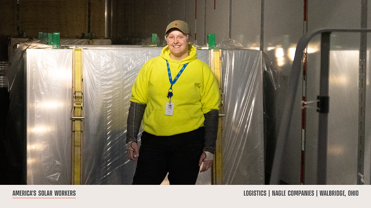 FirstSolar's tweet photo. #ICYMI: It takes the efforts of 100s of people, including woodworkers, warehouse and logistics professionals, railroad workers, truckers, and many others, to literally deliver America’s energy transition. These are #AmericasSolarWorkers. https://t.co/El6We5TWKX https://t.co/d64WYuZp0t