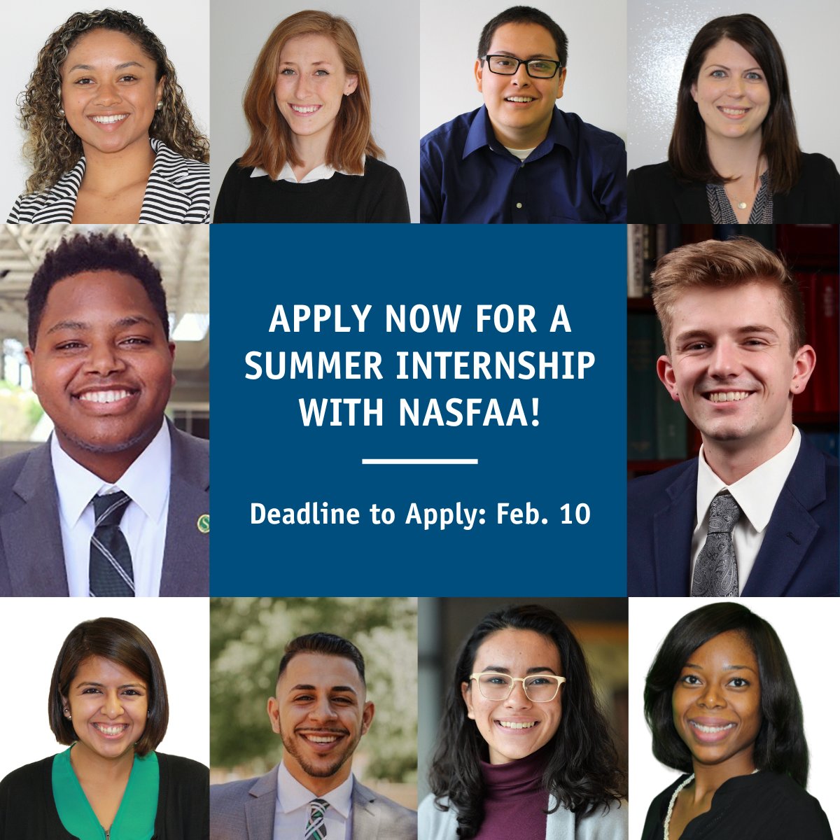 nasfaa's tweet photo. NASFAA is looking for a student to fill a 12-week paid internship with its Policy and Federal Relations staff. If you know graduate or undergraduate students who may be interested, please encourage them to apply by Friday, Feb 9: https://t.co/moAbxDBPRA https://t.co/mlfsDtcFFF