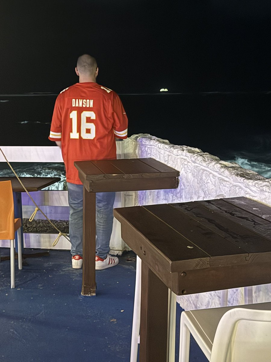 RobertSheehy's tweet photo. @gmfb @JamieErdahl @KyleBrandt @PSchrags @devinmccourty @notnewjersey Ran into a Chiefs fan on vacation in Puerto Rico. https://t.co/Z8atalfRHm