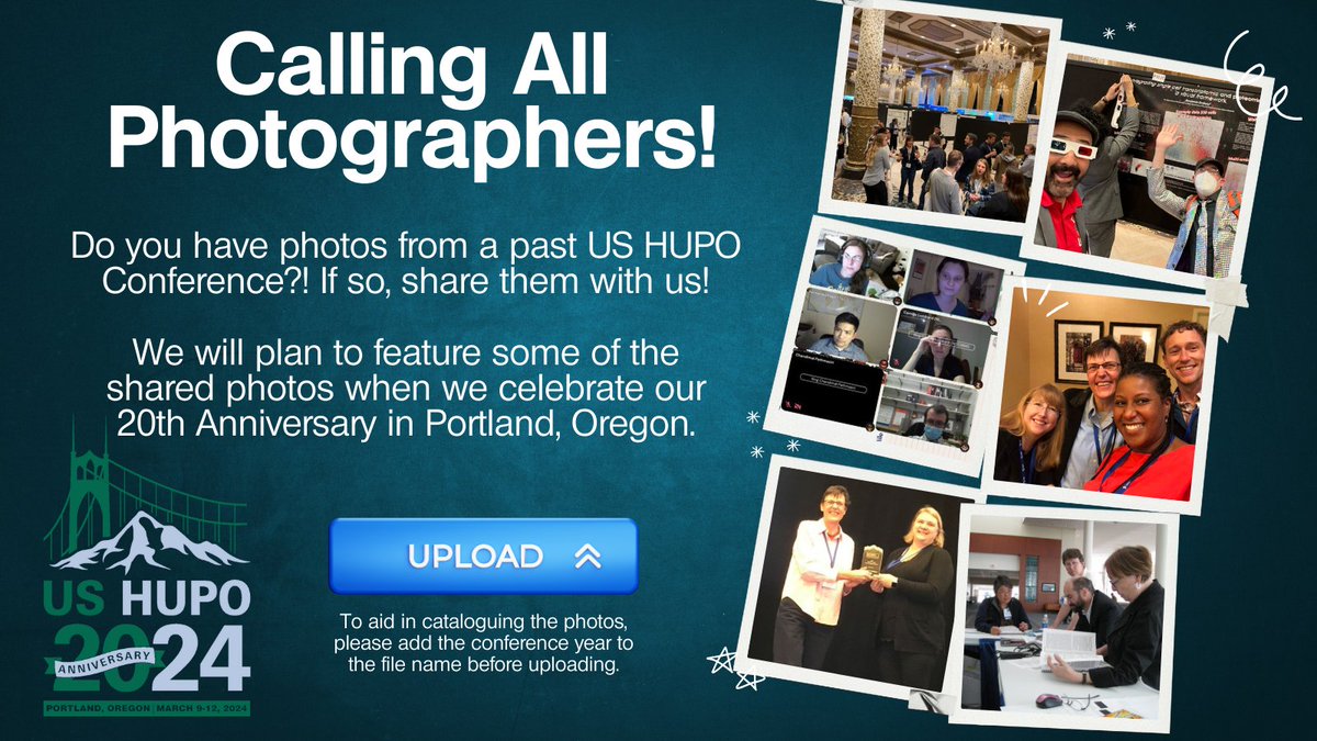 📸Attended US HUPO in the past? Your memories could shine at the 20th anniversary in Portland, OR! Share your conference photos for a nostalgic journey down memory lane. Let's celebrate two decades of innovation through your lens! #USHUPO #20thAnniversary ow.ly/nFUS50QmmrT