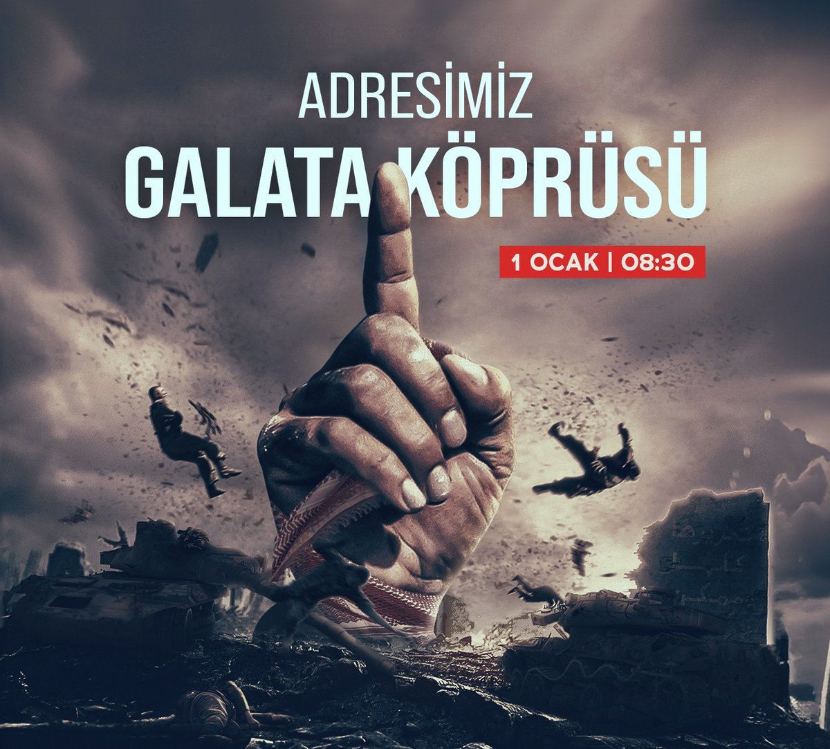 Adımlarını at, katliamları durdur!
Filistin'de yaşanan acılara karşı duyarsız kalmayacağız!
Adresimiz Galata Köprüsü; birlik olacağız, barış ve adalet için sesimizi yükselteceğiz…

📅 Tarih: 1 Ocak 2024
🕒 Saat: 08.30
📍 Galata Köprüsü
