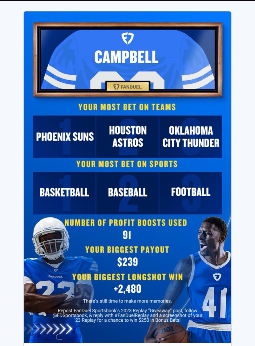 RepWYC's tweet photo. @FDSportsbook #Fanduelreplay https://t.co/Zau01hMybY