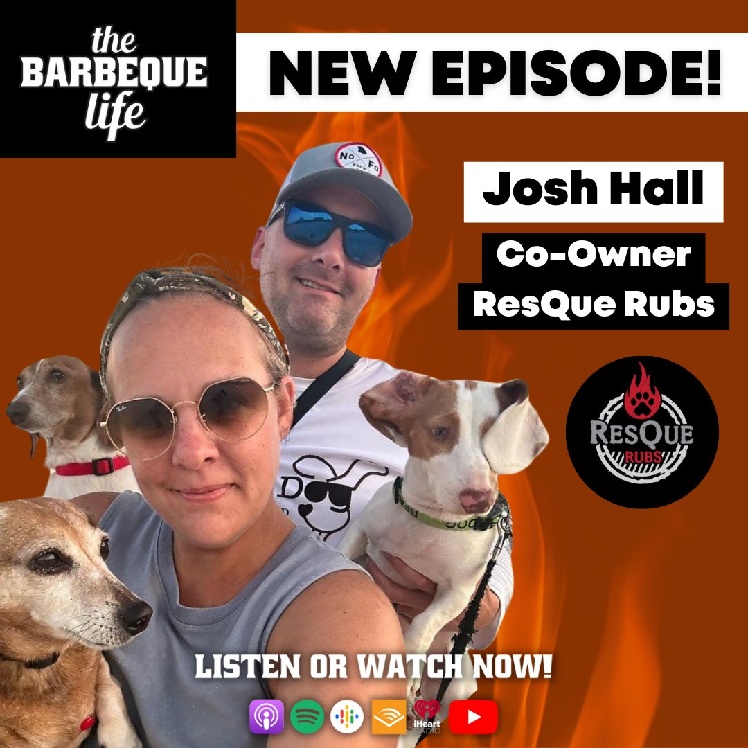 New episode dropped with Josh Hall of ResQue Rubs! Hear how how ResQue Rubs is helping save shelter animals and helping others make great BBQ!

Listen here: bit.ly/thebbqlifeep79
Watch here: youtu.be/sXjWuahEMV8

#BBQTwitter #BBQBusiness #BBQPodcast #animalshelter