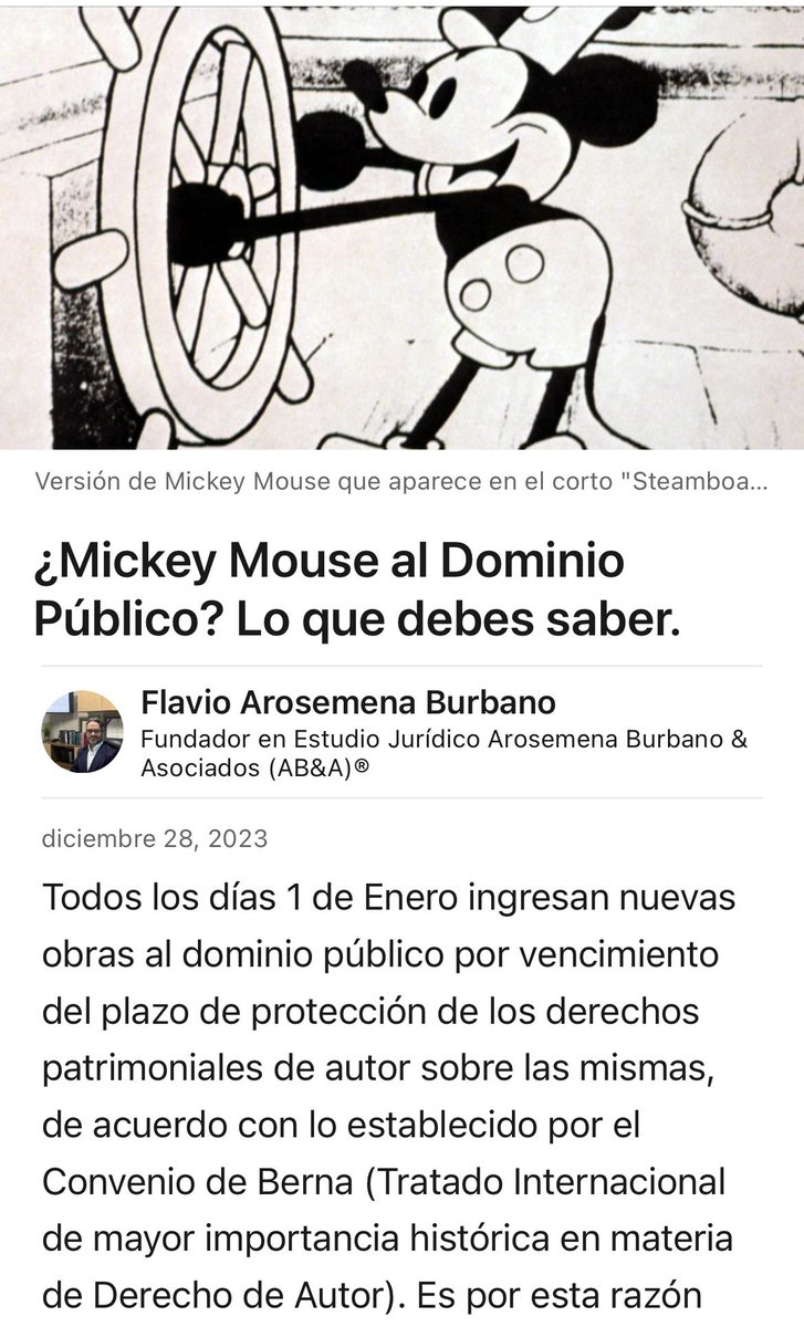 Explicación de nuestro Presidente @FlavioArosemena sobre el ingreso de #MickeyMouse al dominio público el 1 de Enero: linkedin.com/pulse/mickey-m…