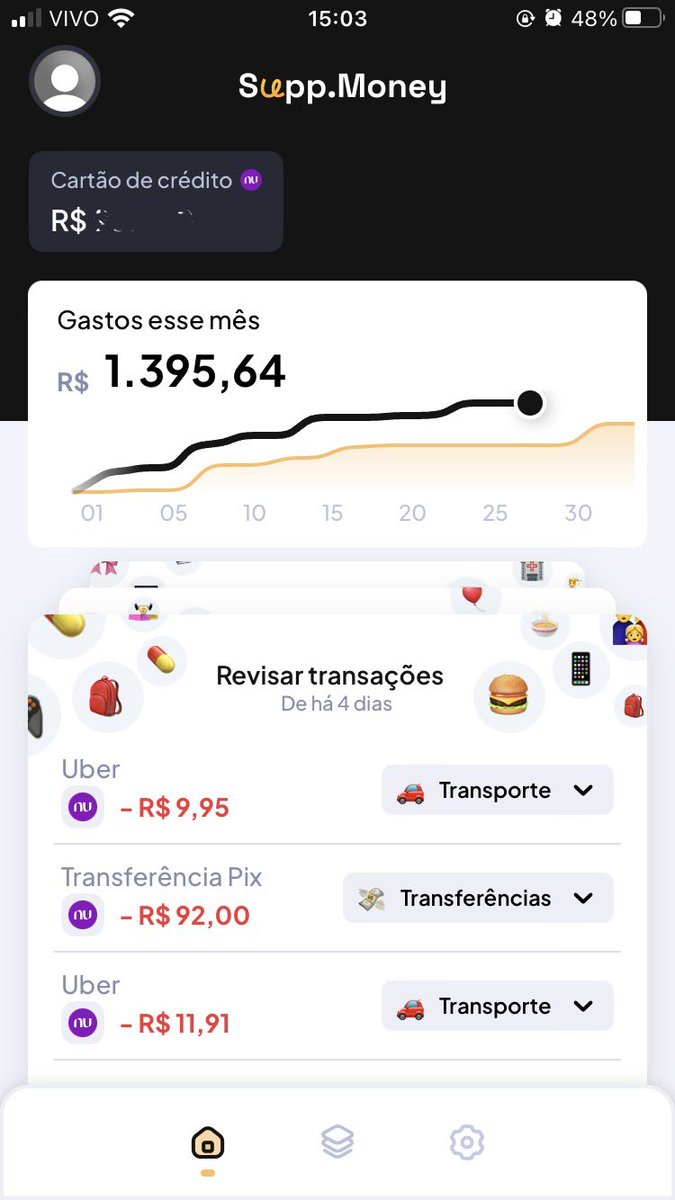 _samrx's tweet photo. Cara, eu testei o app da @SuppMoney e tomei um susto com meus gastos, não imagina que gastava tanto assim. 

Muito bom ter controle financeiro e ver onde seu dinheiro tá sendo gasto, quando lançar o app não percam tempo e baixem, vale a pena. 

Parabéns @loudgods https://t.co/K8toXq97gV