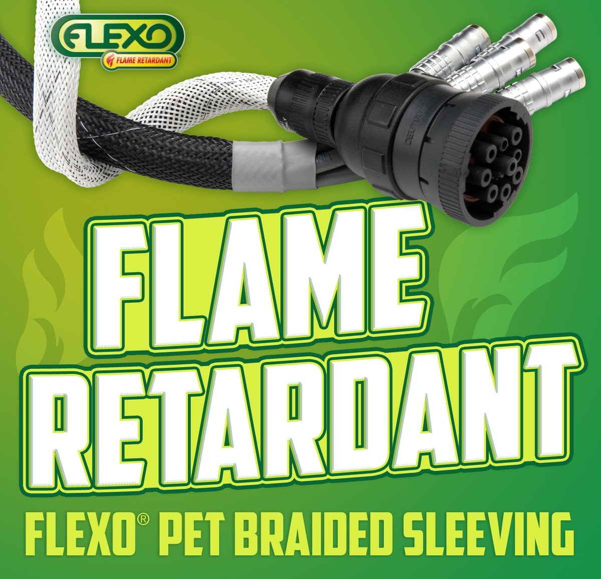 wirecare's tweet image. This Flame Retardant (FR) variant of the popular Flexo® PET sleeving is the perfect choice for electronic and high tech applications where flame retardance and durability are primary concerns #WireCare #Techflex #BraidedSleeving #Sleeving #TechflexSleeving